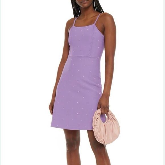 Sandro Elize Purple Rhinestone Embellished A-Line Mini Dress NWT Size 34/US 2 - Picture 1 of 7